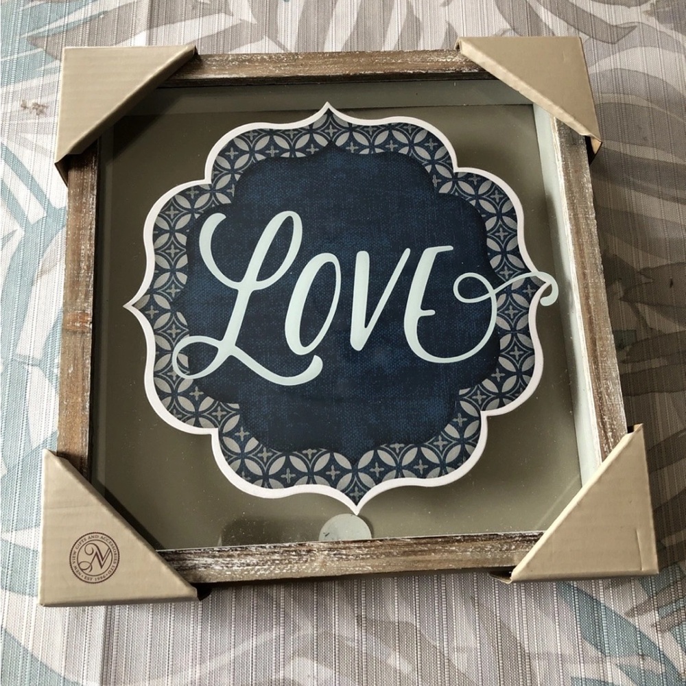 New View “Love” Wood Framed Picture - 8” X 8”, NEW